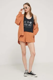 Billabong szorty bawełniane Day Tripper kolor pomarańczowy gładkie high waist ABJNS00277 - Spodenki damskie - miniaturka - grafika 1