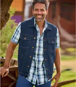 Swetry męskie - Jeansowa kamizelka Mężczyzna Atlas For Men - Kolor : Niebieski - Rozmiar : 4XL - miniaturka - grafika 1