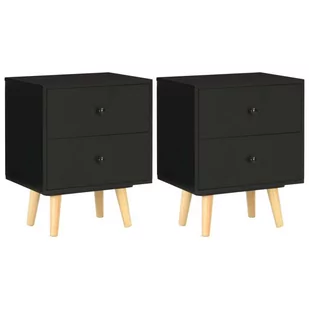 vidaXL Szafki nocne, 2 szt., czarne, 40x30x50 cm, lite drewno sosnowe - Szafki nocne - miniaturka - grafika 1