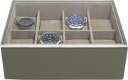 Akcesoria do zegarków - Pudełko na zegarki Stackers Pebble Classic 8 komorowe oliwkowe z pokrywką - miniaturka - grafika 1