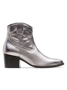 Clarks Skórzane botki "Elder Rae" w kolorze srebrnym - Botki damskie - miniaturka - grafika 1