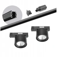Lampy sufitowe - Zestaw szynowy 3 fazowy szyna 2m, 2x Led 10W Czarny kompletny zestaw - miniaturka - grafika 1