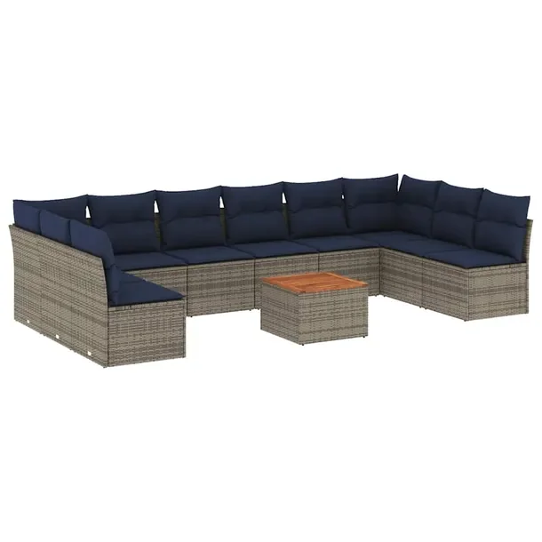 Modułowy zestaw mebli ogrodowych szary z poduszkami, rattan PE, 62x62x69 c