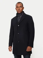 Płaszcze męskie - Hechter Paris Płaszcz wełniany 45014 142270 Granatowy Regular Fit - miniaturka - grafika 1