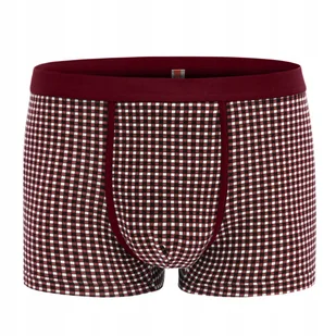 Bokserki męskie bawełniane wygodne CLASSIC bordowe w kratkę M Pako Jeans - Majtki męskie - miniaturka - grafika 1