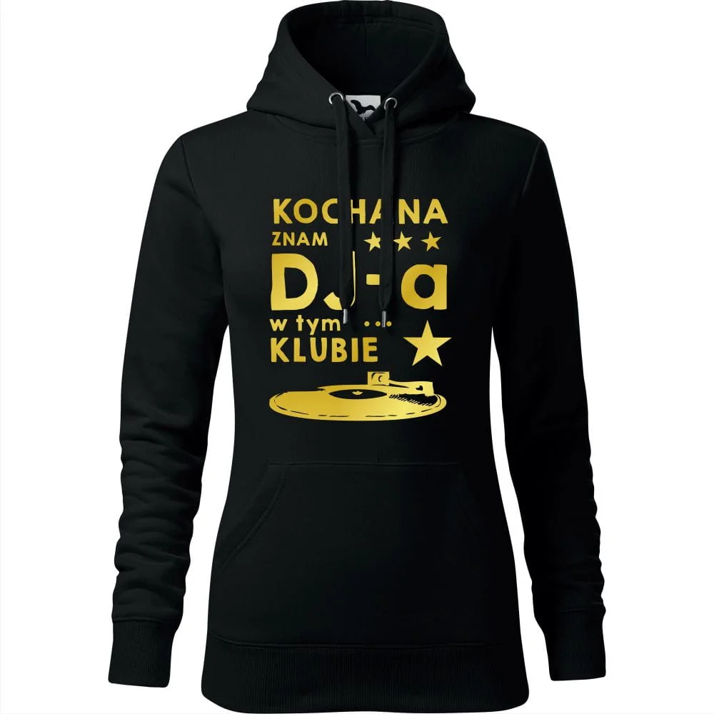 Damska Bluza Z Kapturem - Kochana Znam Dj-a W Tym Klubie Czarny Xs