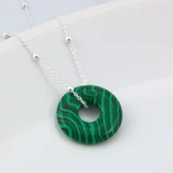 Naszyjniki - Naszyjnik malachit donut 18 mm, prezent dla koleżanki mamy lub siostry - miniaturka - grafika 1