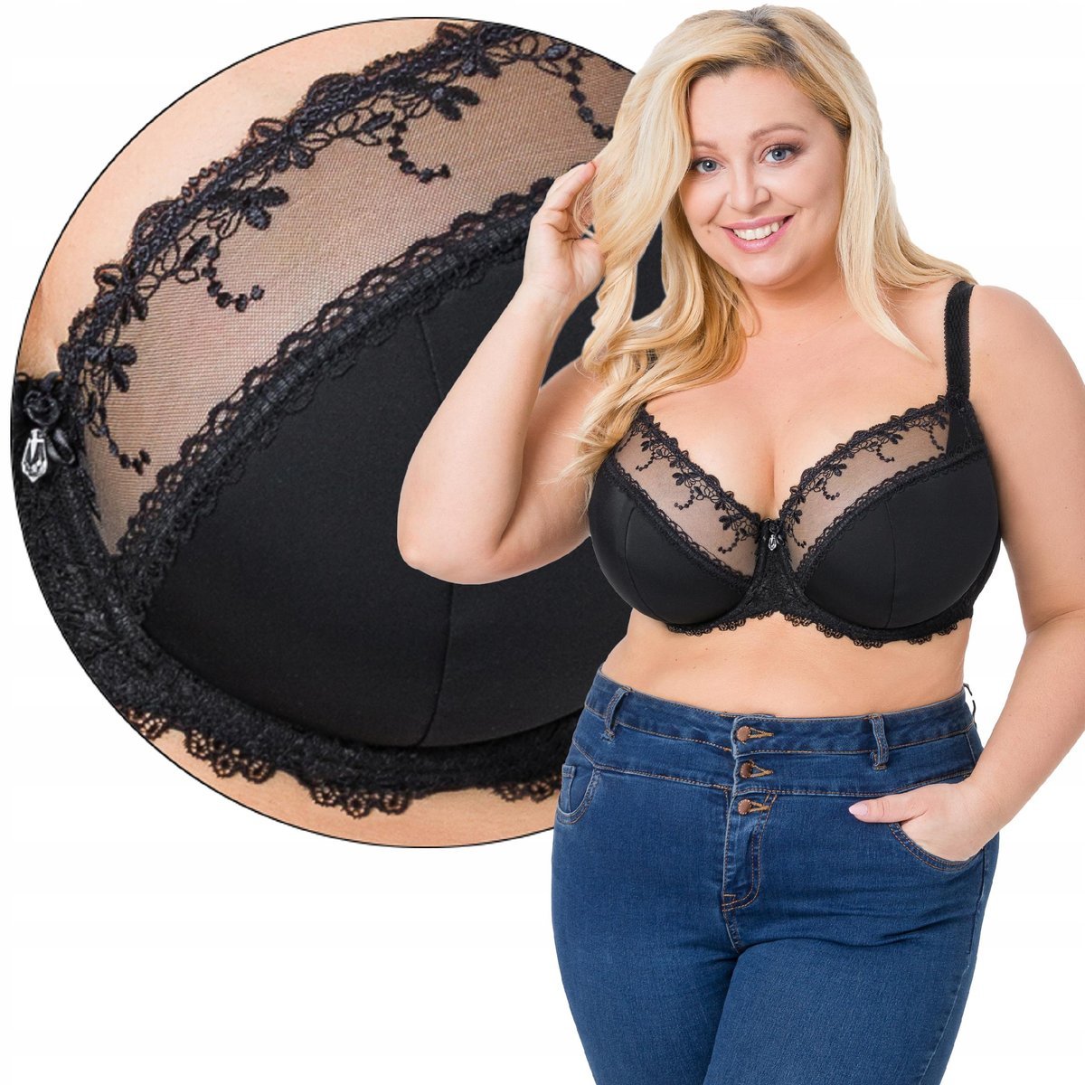 AVA biustonosz MAXI AV-1030 SEMI-SOFT czarny 75L