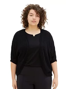 TOM TAILOR Plussize bolerko damskie z dzianiny, 14482 – Deep Black, 44 - Marynarki i żakiety damskie - miniaturka - grafika 1