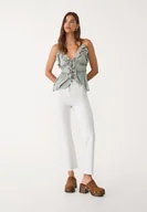 Spodnie damskie - Stradivarius D78 krótkie jeansy z rozszerzanymi nogawkami Biały 38 - miniaturka - grafika 1