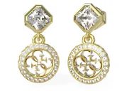 Kolczyki - Kolczyki GUESS kółeczka z cyrkoniami wiszącymi na sztyft Crush - miniaturka - grafika 1