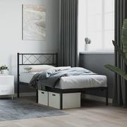 Łóżka - Metalowa rama łóżka z wezgłowiem, czarna, 100x200 cm Lumarko! - miniaturka - grafika 1