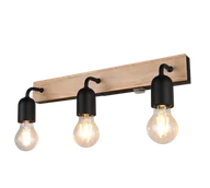 Lampy ścienne - ARTURO 284470332 kinkiet łazienkowy z elementem z drewna i włącznikiem 3xE27 IP44 wykończenie czarne - miniaturka - grafika 1