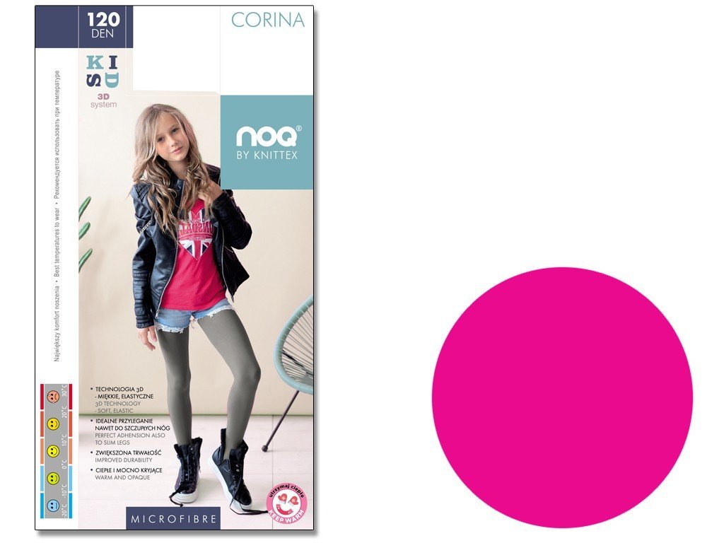 Rajstopy Dla Dziecka Z Mikrofibry 120 Den Noq Pink 128-134