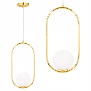 Lampa Wisząca Sufitowa Złota Biała Kula Loft - Lampy sufitowe - miniaturka - grafika 1