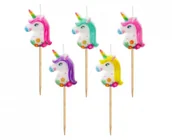Urodziny dziecka - Godan Świeczki pikery kolorowe Jednorożce 5 szt. - miniaturka - grafika 1