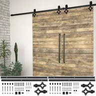 Akcesoria do drzwi - VidaXL Lumarko System do montażu drzwi przesuwnych, 2szt., 183cm, stal, czarny 3059840 VidaXL - miniaturka - grafika 1