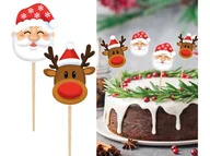 Ciasta i półprodukty do ciast - Pikery świąteczne Mikołaj i Renifer na Boże Narodzenie - 12 szt. - miniaturka - grafika 1