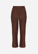 Spodnie damskie - Brązowe Spodnie z Bawełną o Szerokim Kroju z Wysokim Stanem Danniva - miniaturka - grafika 1
