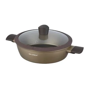 Patelnia głęboka aluminiowa Cava z pokrywką 24 cm 2,4 l złoty - Patelnie - miniaturka - grafika 1