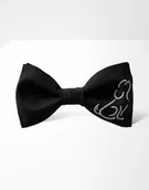 Krawaty i muchy męskie - Mucha męska haftowana piesek czarna - miniaturka - grafika 1