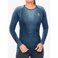 Bluzy sportowe damskie - Bluza termoaktywna damska Odlo Performance Warm Blackcomb BL Top Crew Neck LS - miniaturka - grafika 1