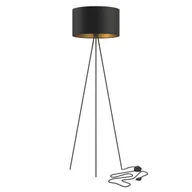 Lampy stojące - Lampa podłogowa Cadilac na trójnogu z czarnym abażurem - miniaturka - grafika 1