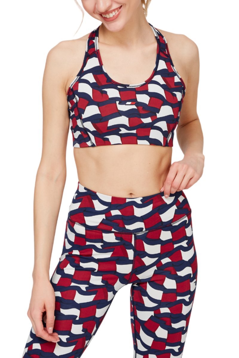 Biustonosz damski Tommy Hilfiger Mid Intensity Aop Racer sportowy-M