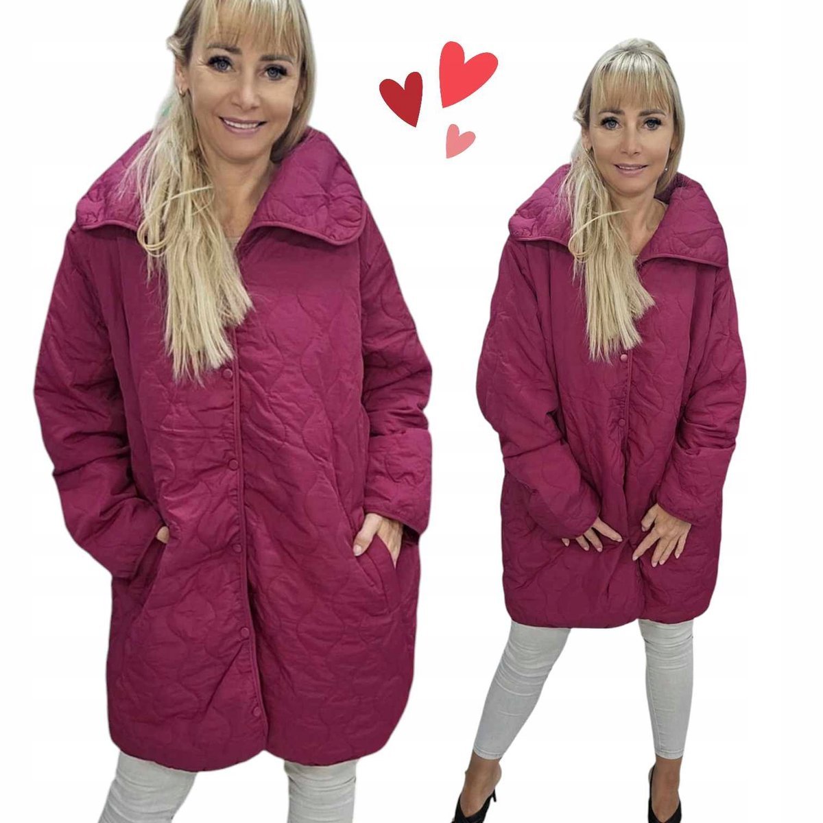 Kurtka Damska Pikowana Przejściowa płaszcz duży rozmiar 50 52 5XL 6XL