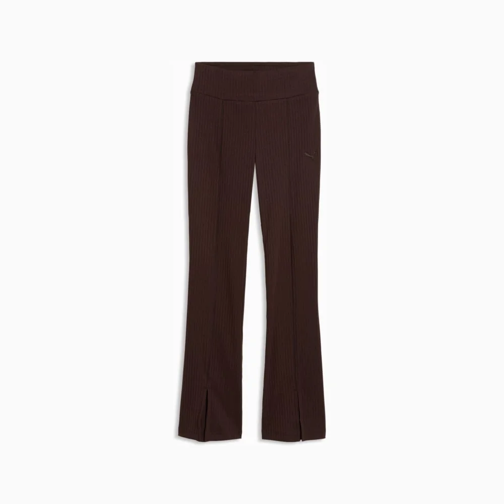 Legginsy damskie PUMA prążkowane dzwony czekoladowe bawełna 694028 33 r. M