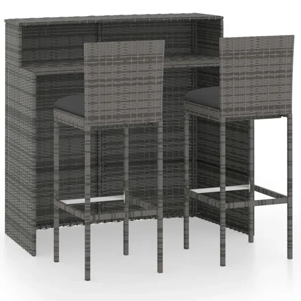 Elegancki zestaw mebli barowych szary z poduszkami antracytowymi 120x55x110