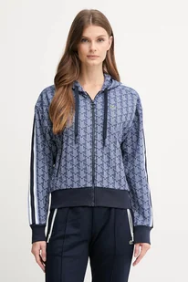 Lacoste bluza damska kolor granatowy z kapturem wzorzysta SF7606 - Bluzy damskie - miniaturka - grafika 1