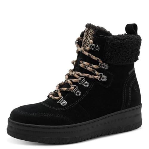 TAMARIS Damskie Comfort WL Lace Boot Duo-tex śniegowce, czarne, rozmiar 39 EU, czarny, 39 EU