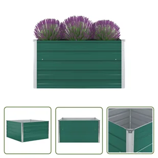 The Living Store Donica do podniesionej rabaty - 100x100x45 cm - stal - zielona - Skrzynia Do Podniesionej Grządki - Donice - miniaturka - grafika 1