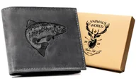 Portfele - Poziomy duży portfel męski ze skóry naturalnej ALWAYS WILD czarny nubuk bez zapięcia na karty gotówkę elegancki prezent ochrona RFID - miniaturka - grafika 1
