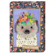 Puzzle - Heye Puzzle 500 elementów Floral Friends, Jeż, Mia Charro - miniaturka - grafika 1