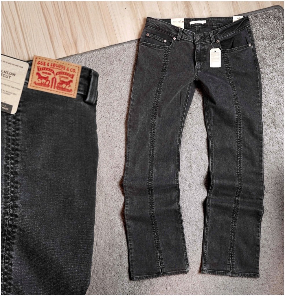 Levi's Superlow Bootcut NOWE Czarne Szwy Y2K Low Rise Tall Friendly W30 L34
