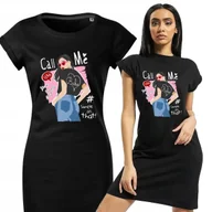 Koszule damskie - PIŻAMA DAMSKA CZARNA Koszula Nocna Wygodna Na Prezent GIRL CALL ME Wzory S - miniaturka - grafika 1