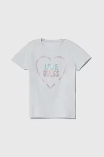 Koszulki dla dziewczynek - Guess t-shirt dziecięcy kolor niebieski - grafika 1