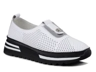 Półbuty damskie - Półbuty damskie białe skórzane S.Barski LR61-7092 na platformie wsuwane-37 - miniaturka - grafika 1