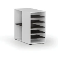 Inne meble biurowe - Dostawna szafka półkowa do biurka PRIMO WHITE, lewa, biała/wenge - miniaturka - grafika 1