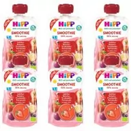 Desery dla dzieci - Hipp Smoothie Mus z owoców i soków po 1. roku jabłka-banany-truskawki-porzeczki zestaw 6 x 120 ml Bio - miniaturka - grafika 1