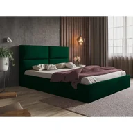Łóżka - Łóżko tapicerowane SIM 6 z zagłówkiem, 140x200 cm, łóżko podwójne z podstawą łóżka i stelażem z listew wykonanych z drewna, tkanina welurowa, kolor: zielony - miniaturka - grafika 1