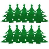 Akcesoria do sztućców - Kieszonki na sztućce 10szt. pokrowce na widelce etui choinki zielone - miniaturka - grafika 1