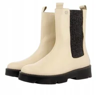 Botki damskie - GIOSEPPO BOTKI BEŻOWE Z CZARNĄ ELASTYCZNĄ WSTAWKĄ 37 T6A - miniaturka - grafika 1