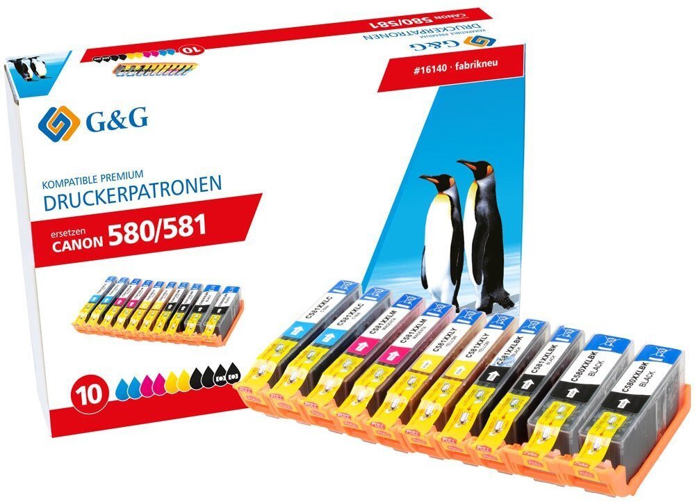 Tusz G&G XXL-kartridże zestaw 10 dla Canon PGI-580/ CLI-581