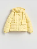 Kurtki damskie - Reserved - Pikowana kurtka z kapturem - jasnożółty - miniaturka - grafika 1