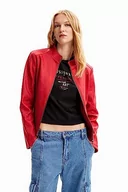 Kurtki damskie - Desigual Toronto Woman Woven kurtka damska PU Coat, czerwony, XL - miniaturka - grafika 1