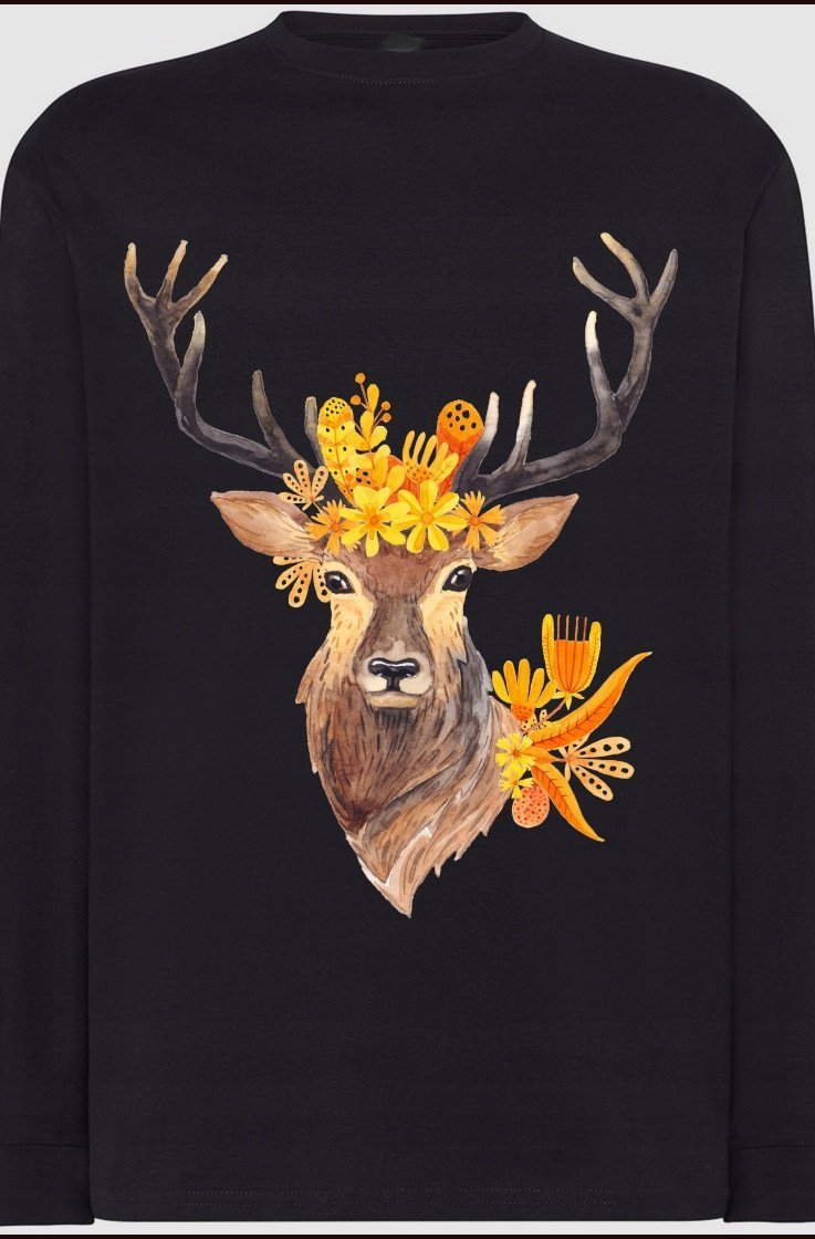 Kolorowy Jeleń Męski Longsleeve Modny Rozm.XL