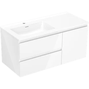 Mexen Orio szafka łazienkowa 100 cm z umywalką Otis lewą, 2S, 1D, biała połysk - 91A13-10047-3-BBFFF00-W18L00 - Szafki łazienkowe - miniaturka - grafika 1
